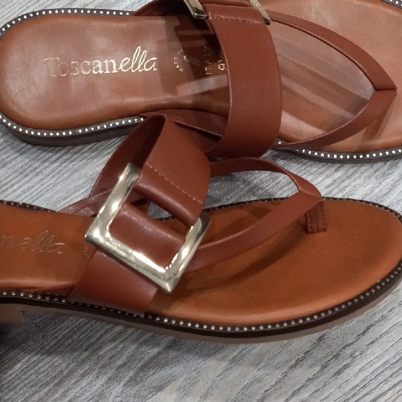 Toscanella Corinne Flat Sandal Women's Brown Sandals Size 9.5 - Picture 11 of 14